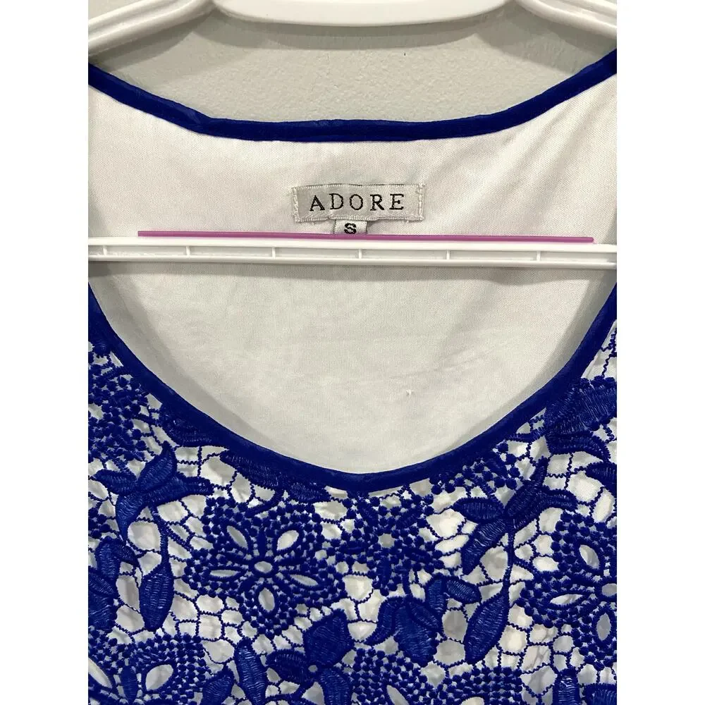 Adore Blue to white Ombre Lace Sleeveless Dress Size Small - Picture 3 of 11